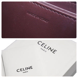 CELINE セリーヌ ジップドウォレット コインケース 新ロゴ カーフスキン バーガンディ ゴールド金具 美品 中古 45925