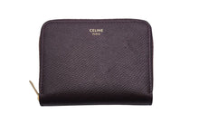 Load image into Gallery viewer, CELINE セリーヌ ジップドウォレット コインケース 新ロゴ カーフスキン バーガンディ ゴールド金具 美品 中古 45925