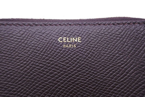CELINE セリーヌ ジップドウォレット コインケース 新ロゴ カーフスキン バーガンディ ゴールド金具 美品 中古 45925