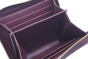 CELINE セリーヌ ジップドウォレット コインケース 新ロゴ カーフスキン バーガンディ ゴールド金具 美品 中古 45925