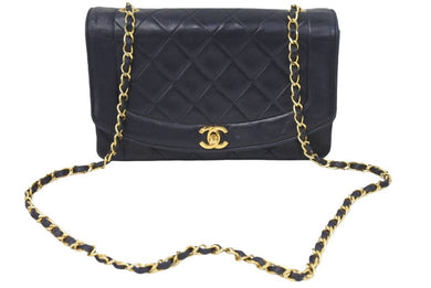 シャネル CHANEL ダイアナ 25 マトラッセ チェーン ショルダー バッグ レザー ブラック 良品 中古 45929
