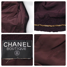 Load image into Gallery viewer, CHANEL シャネル ツイードノーカラージャケット ボルドーゴールド ココマークボタン 表記なし 美品 中古 45939
