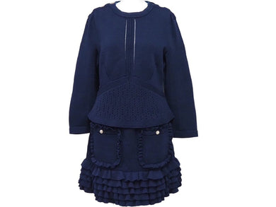 未使用 CHANEL シャネル セットアップ P70314K10008 P70317K10008 ネイビー シルバー金具 サイズ38 中古 45942