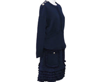Load image into Gallery viewer, 未使用 CHANEL シャネル セットアップ P70314K10008 P70317K10008 ネイビー シルバー金具 サイズ38 中古 45942