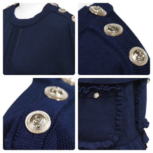 Load image into Gallery viewer, 未使用 CHANEL シャネル セットアップ P70314K10008 P70317K10008 ネイビー シルバー金具 サイズ38 中古 45942
