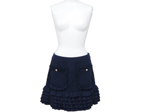 未使用 CHANEL シャネル セットアップ P70314K10008 P70317K10008 ネイビー シルバー金具 サイズ38 中古 45942