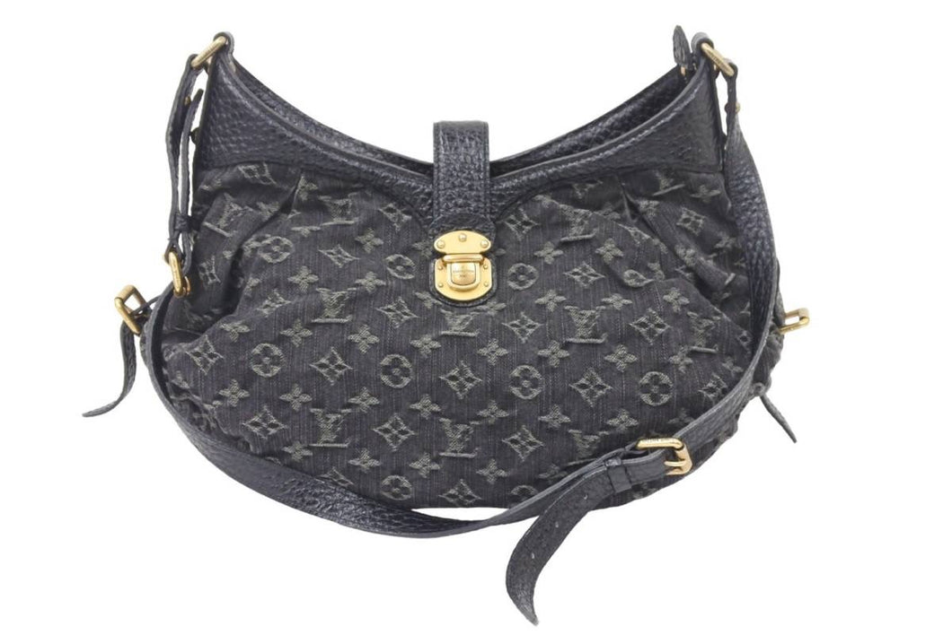 LouisVuitton ルイヴィトン スライトリー ショルダーバッグ M95835 モノグラム デニムキャンバス ブラック 美品 中古 45954