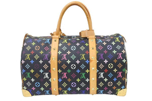 ルイヴィトン LOUIS VUITTON キーポル45 ボストンバッグ マルチカラー 黒 M92640 良品 中古 45956