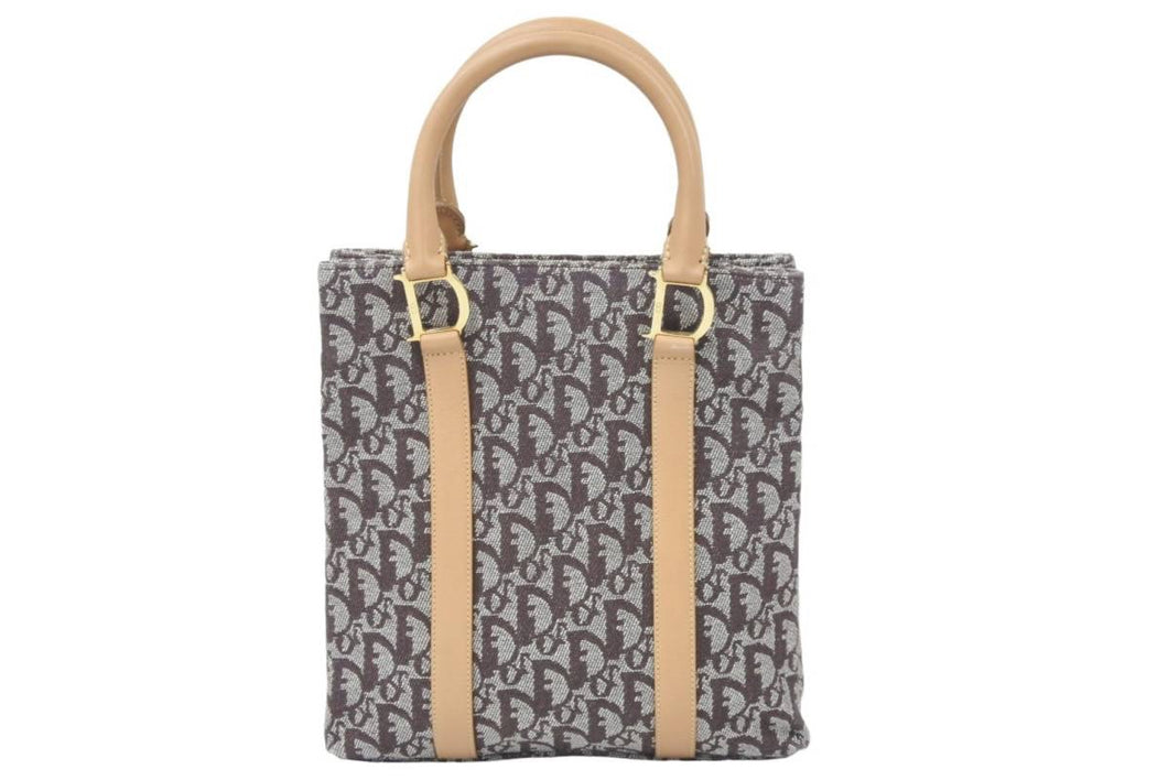 Christian Dior クリスチャンディオール トロッター 柄 ハンドバッグ ロゴ キャンバス レザー BO C 0072 ベージュ 美品 中古 45965