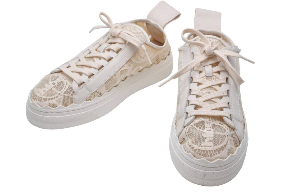 CHLOE クロエ ローレン レースカバー レザースニーカー ローカット 