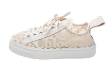 Load image into Gallery viewer, CHLOE クロエ ローレン レースカバー レザースニーカー ローカット ロゴメッシュ CHC19U108D26J1 ベージュ 美品 中古 46011