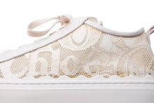 Load image into Gallery viewer, CHLOE クロエ ローレン レースカバー レザースニーカー ローカット ロゴメッシュ CHC19U108D26J1 ベージュ 美品 中古 46011