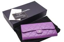 Load image into Gallery viewer, 極美品 CHANEL シャネル ロングフラップ ウォレット マトラッセ 長財布 ココマーク 31番台 カーフスキン パープル 中古 46023