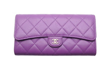 Load image into Gallery viewer, 極美品 CHANEL シャネル ロングフラップ ウォレット マトラッセ 長財布 ココマーク 31番台 カーフスキン パープル 中古 46023