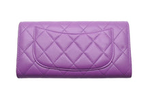 Load image into Gallery viewer, 極美品 CHANEL シャネル ロングフラップ ウォレット マトラッセ 長財布 ココマーク 31番台 カーフスキン パープル 中古 46023