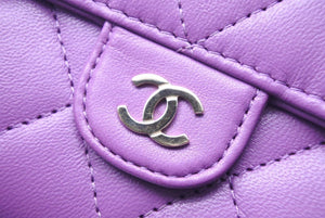 極美品 CHANEL シャネル ロングフラップ ウォレット マトラッセ 長財布 ココマーク 31番台 カーフスキン パープル 中古 46023