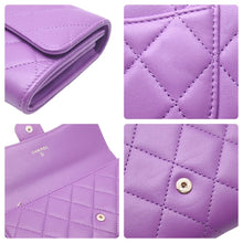 Load image into Gallery viewer, 極美品 CHANEL シャネル ロングフラップ ウォレット マトラッセ 長財布 ココマーク 31番台 カーフスキン パープル 中古 46023