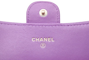 極美品 CHANEL シャネル ロングフラップ ウォレット マトラッセ 長財布 ココマーク 31番台 カーフスキン パープル 中古 46023