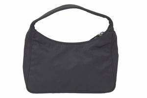 PRADA プラダ MV515 ホーボー ハンドバッグ ミニバッグ 三角ロゴ金具 プレート ナイロン ブラック レディース 美品 中古 46071