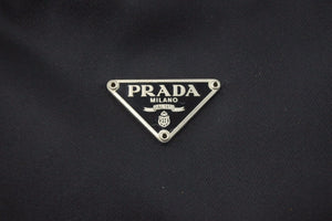 PRADA プラダ MV515 ホーボー ハンドバッグ ミニバッグ 三角ロゴ金具 プレート ナイロン ブラック レディース 美品 中古 46071