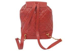 超希少 CHANEL シャネル ココマーク ゴールドチェーンボール リュック レッド 2番台 中古 46086