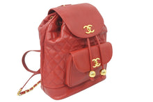 Load image into Gallery viewer, 超希少 CHANEL シャネル ココマーク ゴールドチェーンボール リュック レッド 2番台 中古 46086