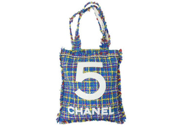 極美品 CHANEL シャネル マルチカラーツイードトートバッグ デカココマーク ラメ ツイード フリンジ 23番台 中古 46087