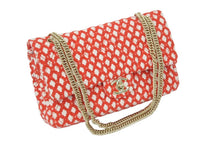 Load image into Gallery viewer, 極美品 CHANEL シャネル マトラッセCF Wチェーンショルダーバッグ 12番台 ツイード ジャージ レッド ホワイト ゴールド 中古 46088