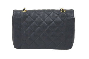 シャネル CHANEL ダイアナ 25 マトラッセ チェーン ショルダー バッグ キャビアスキン ブラック A01165 46096