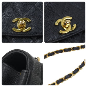 シャネル CHANEL ダイアナ 25 マトラッセ チェーン ショルダー バッグ キャビアスキン ブラック A01165 46096