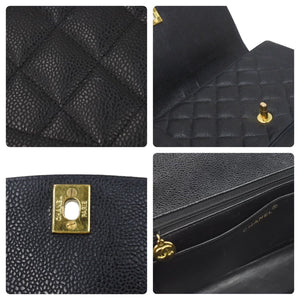 シャネル CHANEL ダイアナ 25 マトラッセ チェーン ショルダー バッグ キャビアスキン ブラック A01165 46096