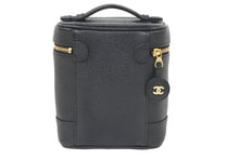 Load image into Gallery viewer, CHANEL シャネル ヴィンテージ バニティバッグ キャビアスキン ココマーク 6番台 ブラック ゴールド金具 美品 中古 46136