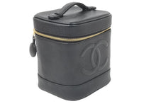 Load image into Gallery viewer, CHANEL シャネル ヴィンテージ バニティバッグ キャビアスキン ココマーク 6番台 ブラック ゴールド金具 美品 中古 46136