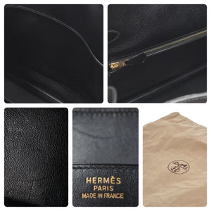 エルメス HERMES オータクロア 32 ハンドバッグ ボックスカーフ 黒 ブラック ゴールド金具 レディース 口C刻印 美品 中古 46147