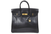 Load image into Gallery viewer, エルメス HERMES オータクロア 32 ハンドバッグ ボックスカーフ 黒 ブラック ゴールド金具 レディース 口C刻印 美品 中古 46147