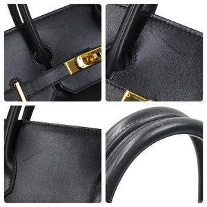 エルメス HERMES オータクロア 32 ハンドバッグ ボックスカーフ 黒 ブラック ゴールド金具 レディース 口C刻印 美品 中古 46147