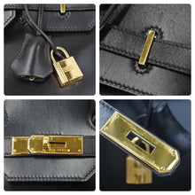 Load image into Gallery viewer, エルメス HERMES オータクロア 32 ハンドバッグ ボックスカーフ 黒 ブラック ゴールド金具 レディース 口C刻印 美品 中古 46147