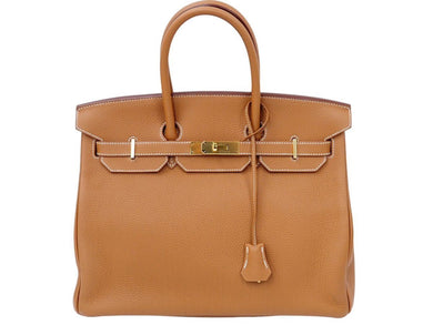 未使用 HERMES エルメス BIRKIN バーキン35 ゴールド トゴ ハンドバッグ X刻印 中古 46152
