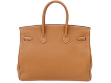 Load image into Gallery viewer, 未使用 HERMES エルメス BIRKIN バーキン35 ゴールド トゴ ハンドバッグ X刻印 中古 46152
