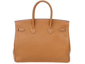 未使用 HERMES エルメス BIRKIN バーキン35 ゴールド トゴ ハンドバッグ X刻印 中古 46152