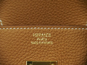 未使用 HERMES エルメス BIRKIN バーキン35 ゴールド トゴ ハンドバッグ X刻印 中古 46152