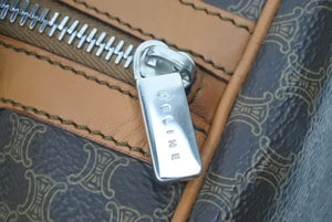 CELINE セリーヌ マカダム柄 ミニボストンバッグ ブラウン シルバー ロゴ CE00/12 美品 中古 46160