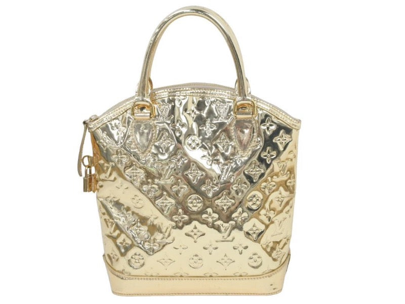 ルイヴィトン LOUIS VUITTON LV ロックイット モノグラム ミロワール ハンドバッグ ゴールド M95450 美品 中古 46177