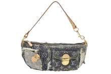 Load image into Gallery viewer, LOUIS VUITTON ルイ ヴィトン パウチィ M95383 モノグラムデニムパッチワーク グレー ハンドバッグ ポーチ 美品 中古 46181