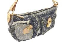 Load image into Gallery viewer, LOUIS VUITTON ルイ ヴィトン パウチィ M95383 モノグラムデニムパッチワーク グレー ハンドバッグ ポーチ 美品 中古 46181