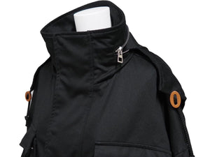 極美品 LOEWE ロエベ マルチポケット ミリタリー フード コート ブラック H526330X78 アウター コットン 黒 サイズ44 中古 46189