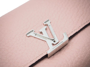 LouisVuitton ルイヴィトン 三つ折り財布 折りたたみ財布 ポルトフォイユカプシーヌ M62156 トリヨンレザー ピンク 中古 46190