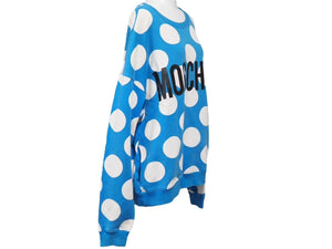 MOSCHINO モスキーノ 水玉 ドット ブルー ホワイト トレーナー ブラック ロゴ トップス スウェット 中古 46196