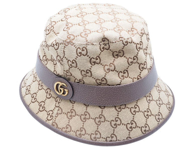 極美品 GUCCI グッチ GGキャンバス フェドラハット モノグラムキャンバス ヴィンテージロゴ レザー 現行中古 46202 