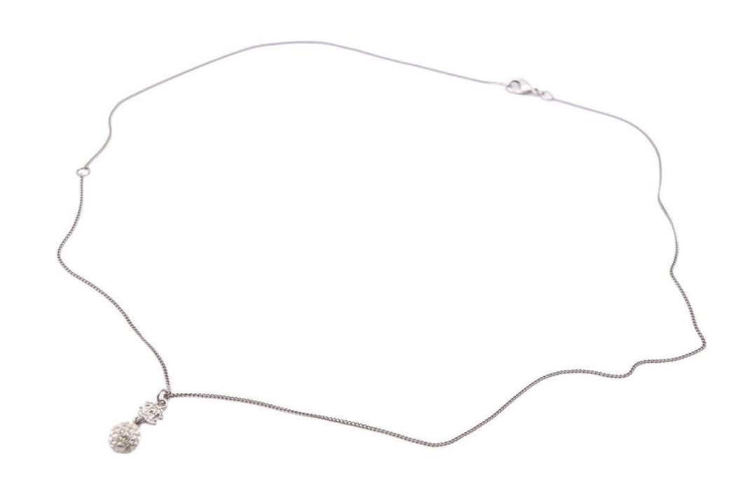 CHANEL シャネル ネックレス ココマーク ラインストーン ボール アクセサリー B11P 3.3g メタル シルバー 美品 中古 46233